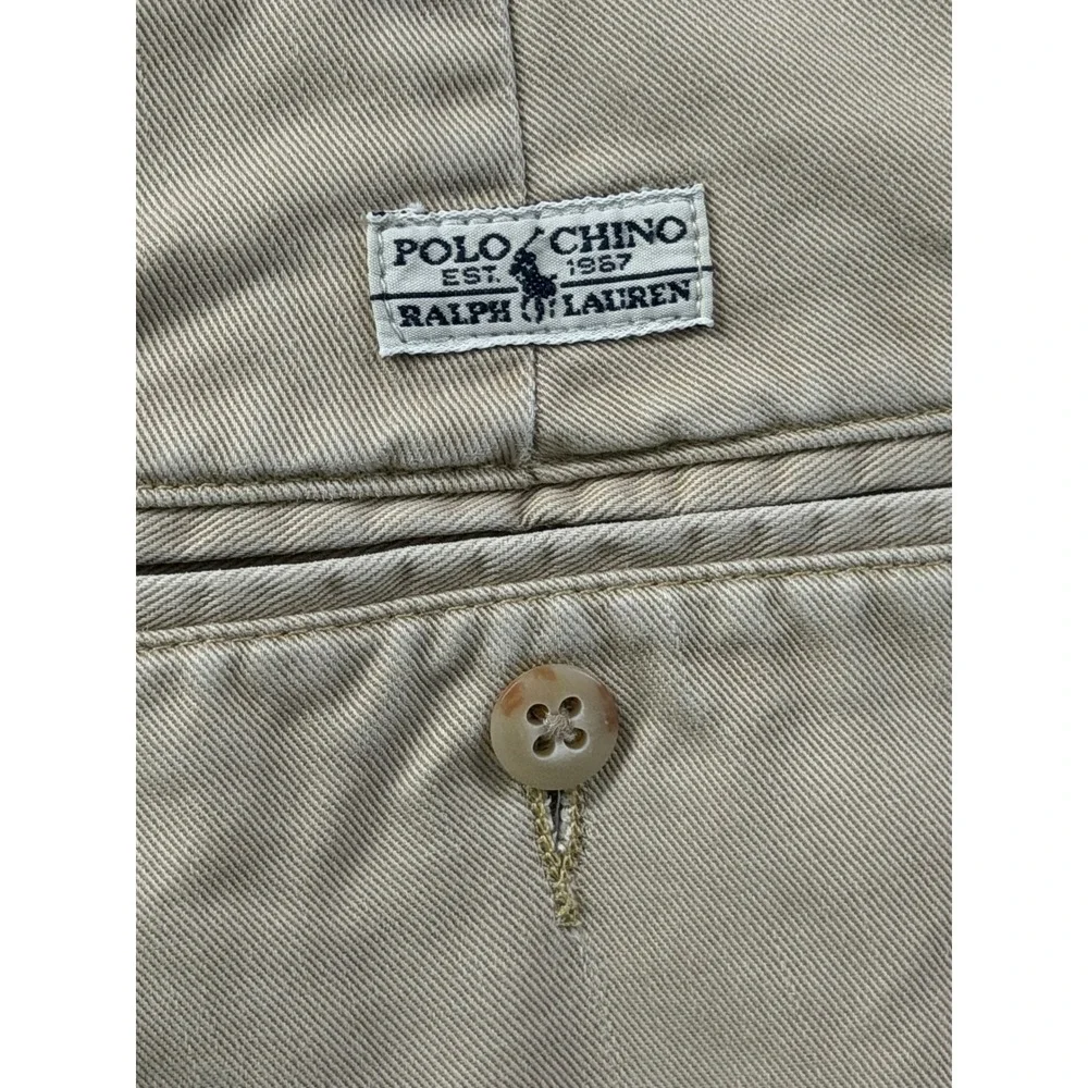 Polo Ralph Lauren Tyler Shorts Mens 38 Khaki Good Pleated Chino Made in USA